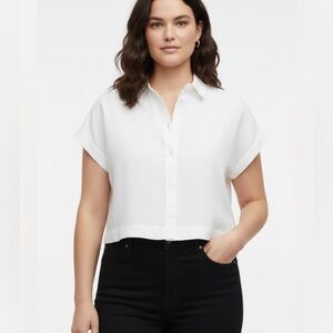 Madewell Crop Dolman Button Down Shirt Eyelet White XXL